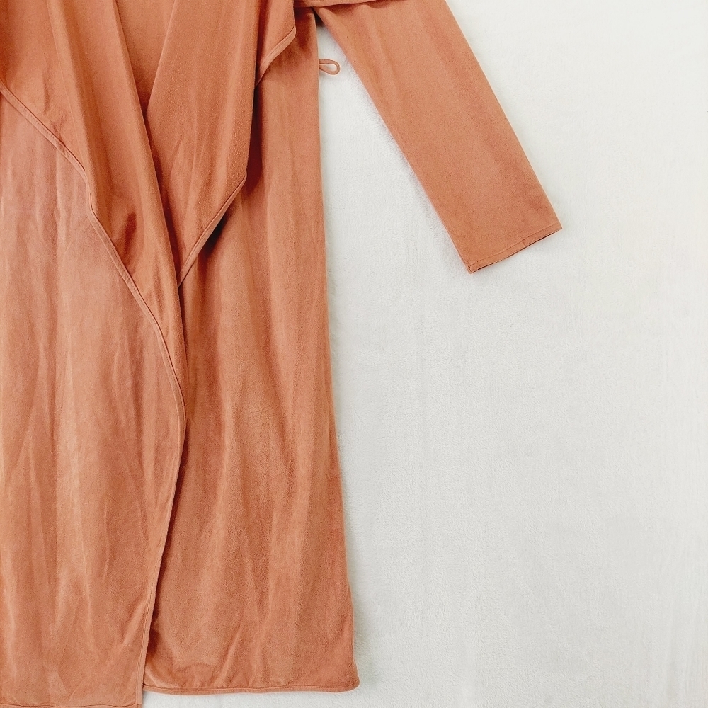 Essue Orange Knit Lagenlook Open Front Long Cardigan Wrap Coat P2081 - Picture 3 of 7